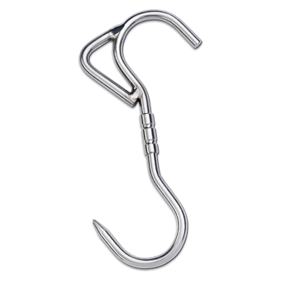 Crochet S pivotant en acier inoxydable avec anneau de levage 220x9mm - 125 kg
