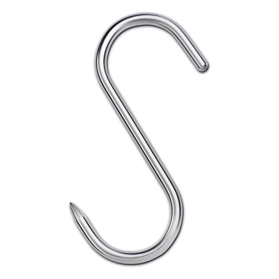 Crochet de boucher S en acier inoxydable 160x8mm - 100 kg