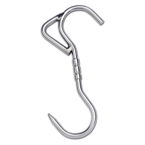Crochet S pivotant en acier inoxydable avec anneau de levage 220x9mm - 125 kg