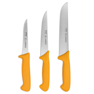 Ensemble de 3 Couteaux de boucher Jaunes 13 - 18 - 21 cm